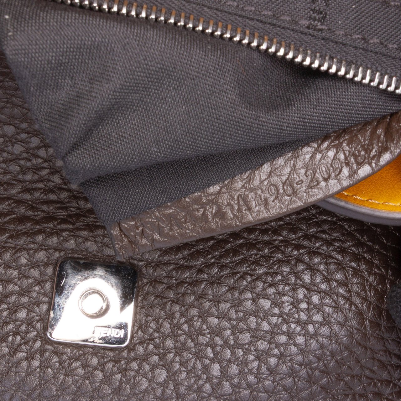 Fendi Leather Selleria Convertible Baguette Satchel Bruin