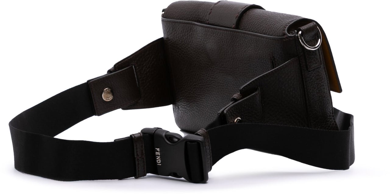 Fendi Leather Selleria Convertible Baguette Satchel Bruin