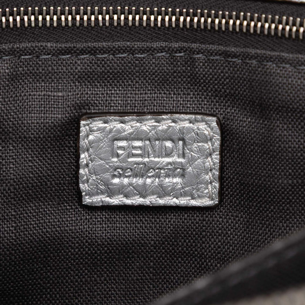 Fendi Metallic Leather Selleria Clutch Zilver