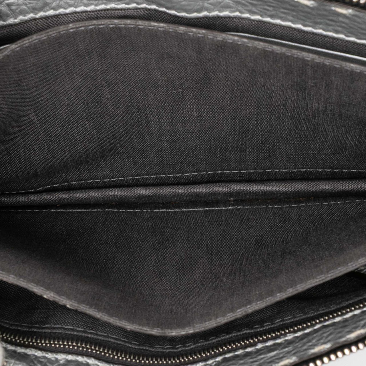 Fendi Metallic Leather Selleria Clutch Zilver