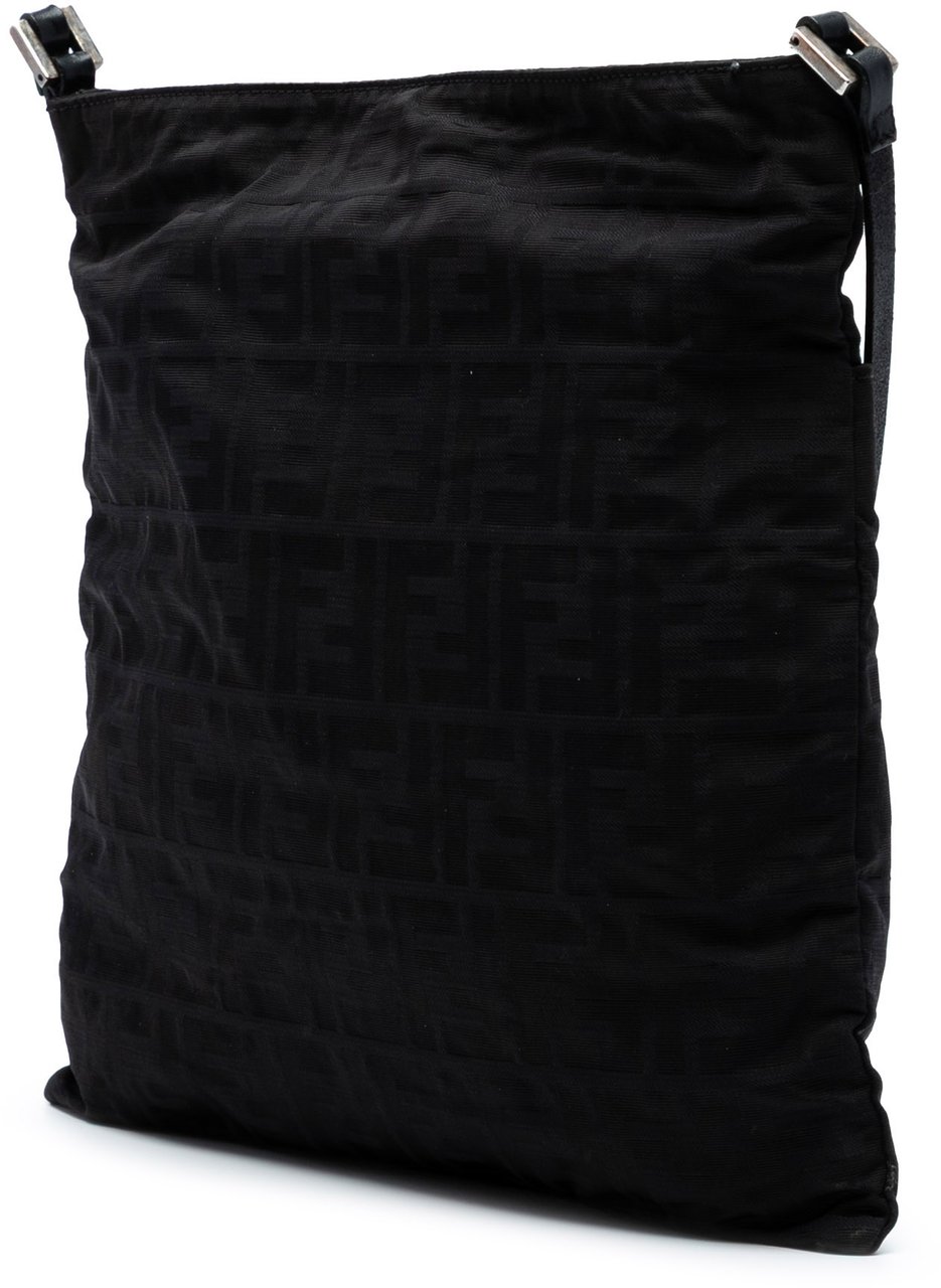 Fendi Zucca Canvas Shoulder Bag Zwart