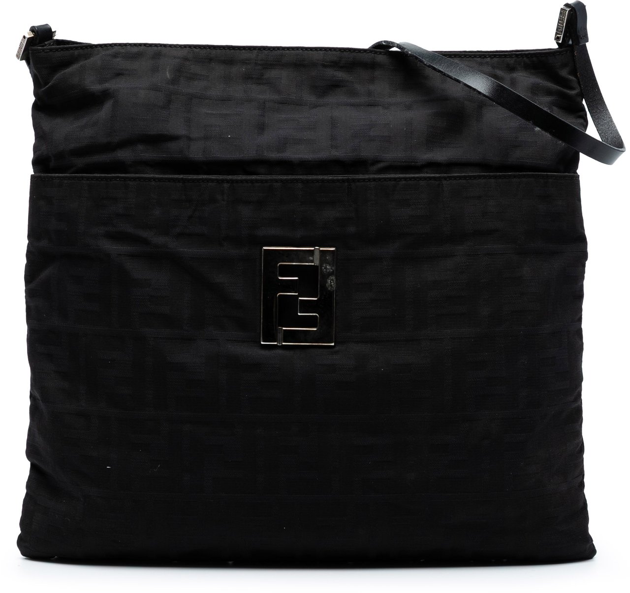 Fendi Zucca Canvas Shoulder Bag Zwart