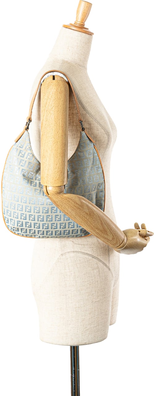 Fendi Zucchino Canvas Hobo Blauw