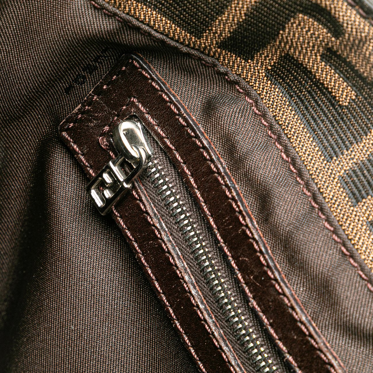 Fendi Small Zucca Canvas Twins Tote Bruin