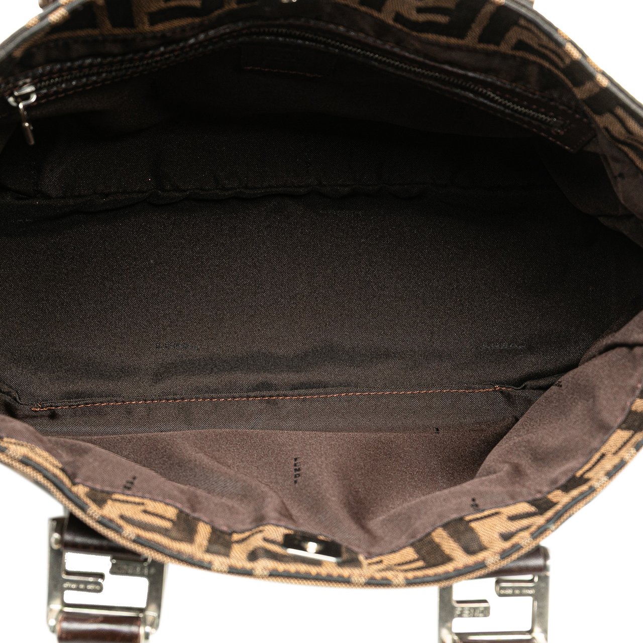 Fendi Small Zucca Canvas Twins Tote Bruin