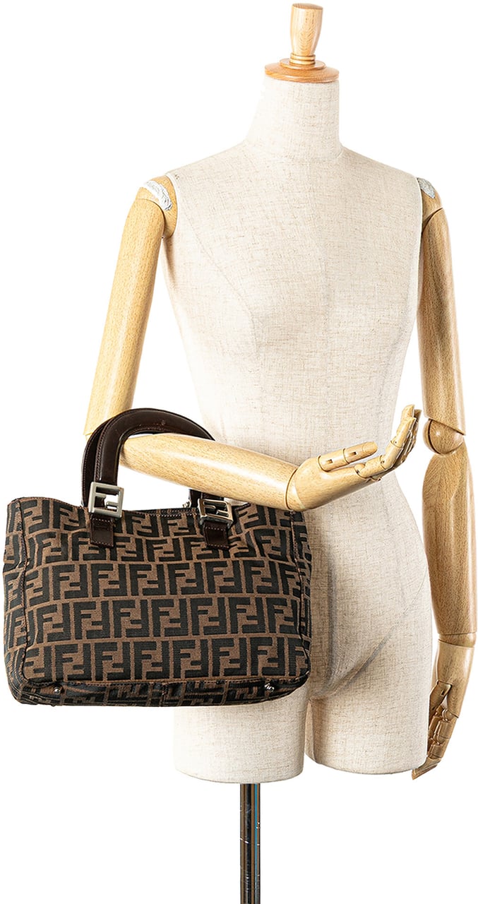 Fendi Small Zucca Canvas Twins Tote Bruin