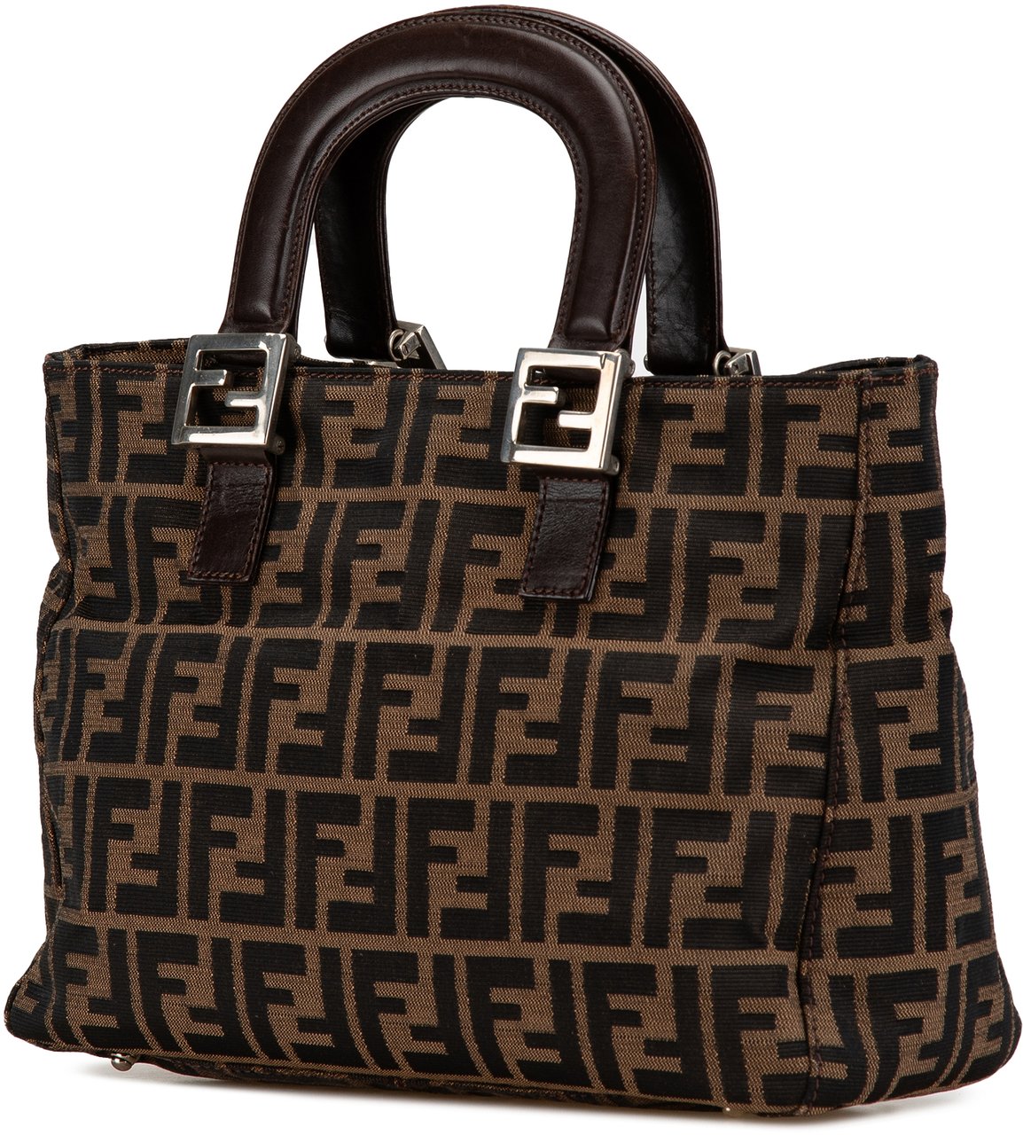 Fendi Small Zucca Canvas Twins Tote Bruin