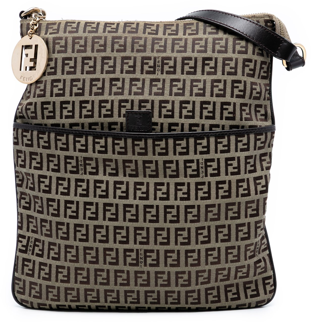 Fendi Zucchino Canvas Crossbody Bruin
