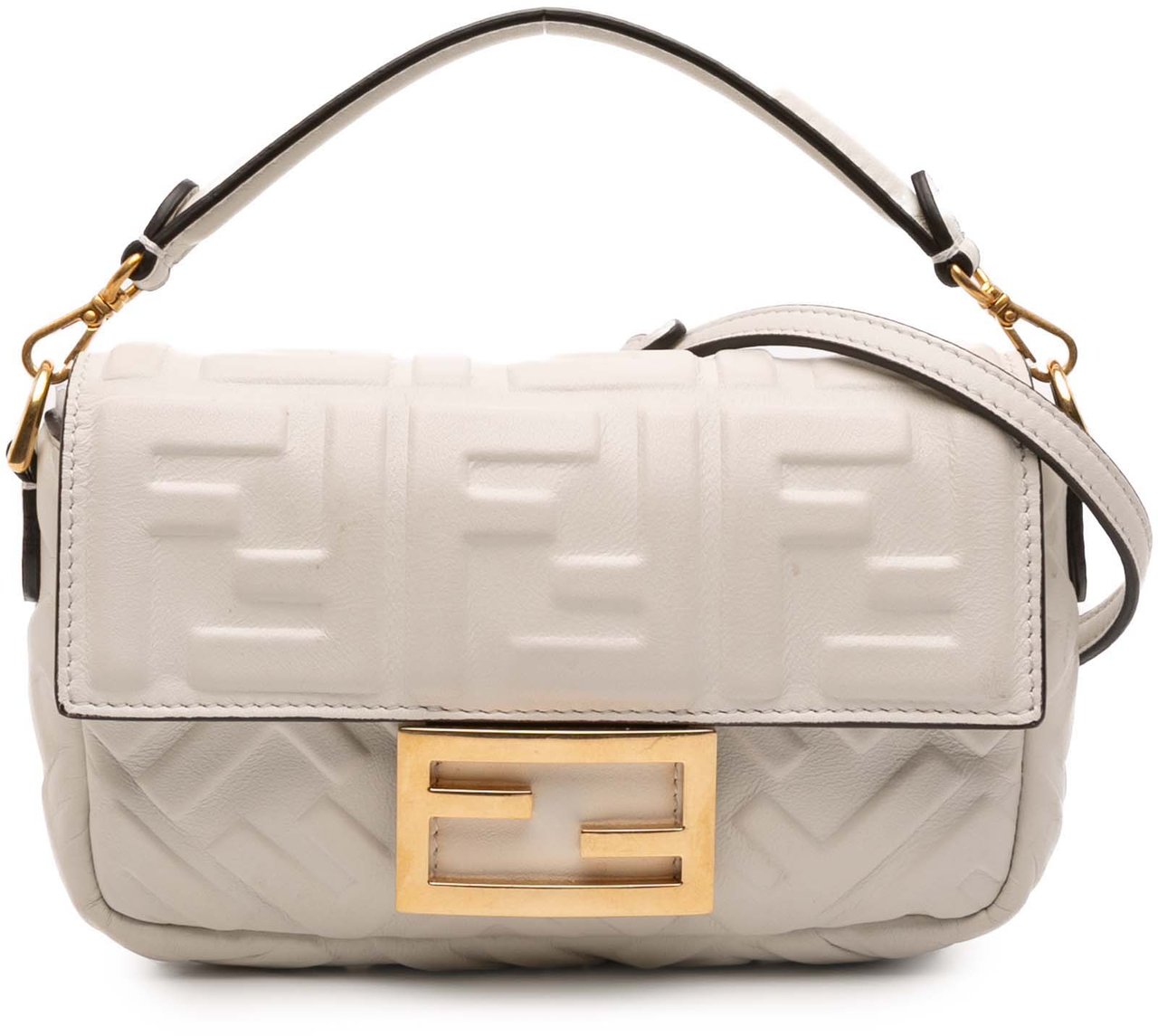 Fendi Mini Zucca Embossed Leather Baguette Satchel Wit