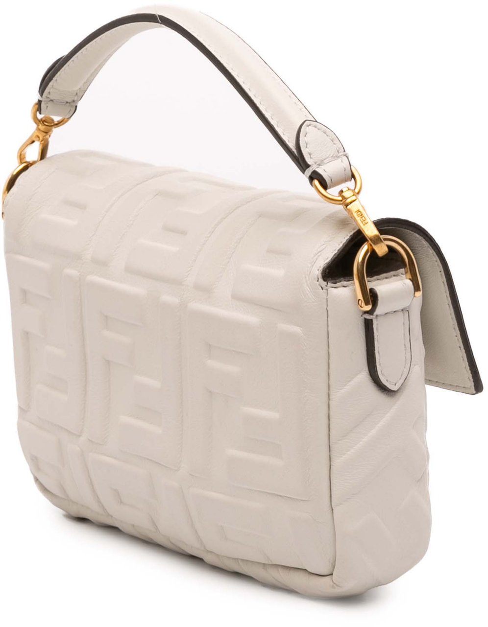 Fendi Mini Zucca Embossed Leather Baguette Satchel Wit