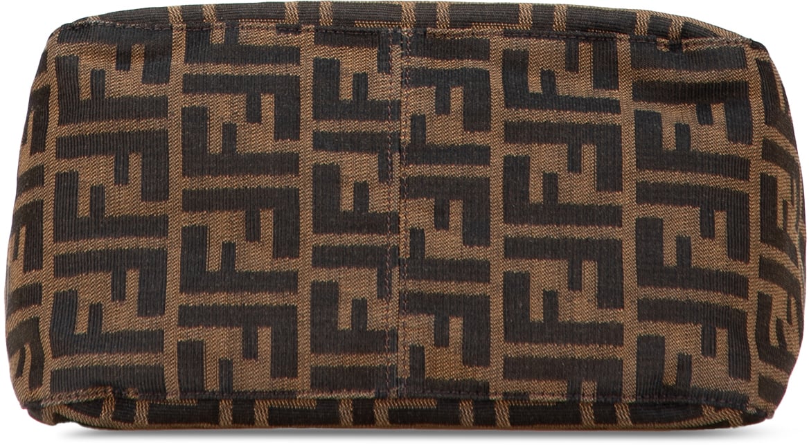Fendi Zucca Canvas Double Flap Shoulder Bag Bruin