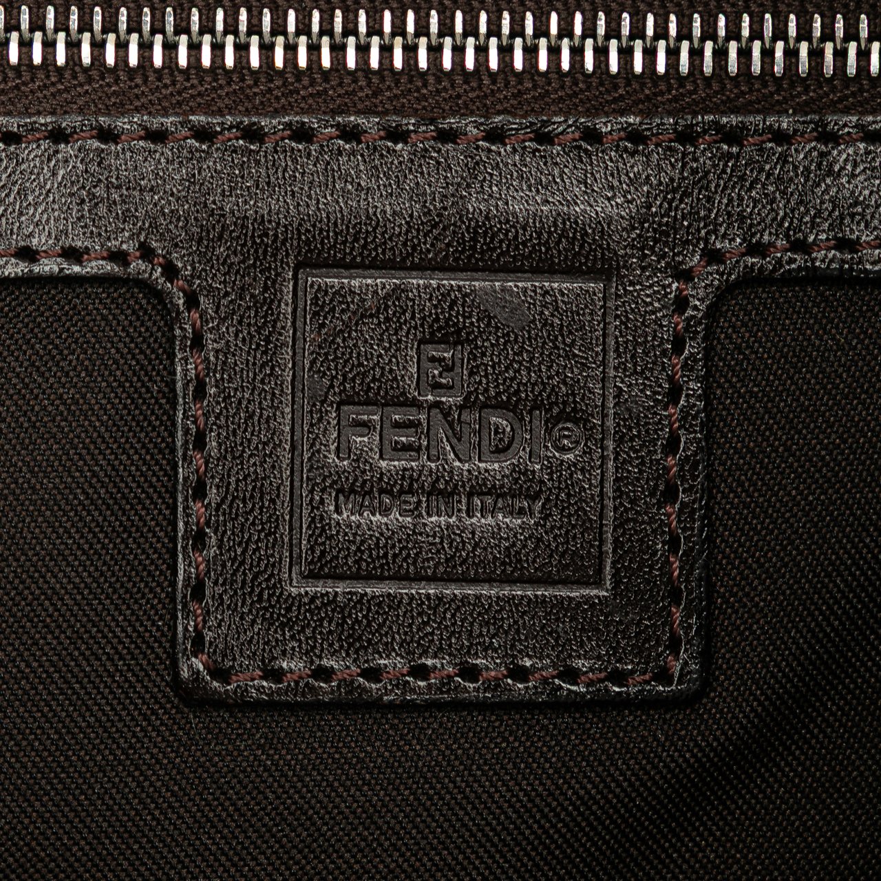 Fendi Zucca Canvas Double Flap Shoulder Bag Bruin