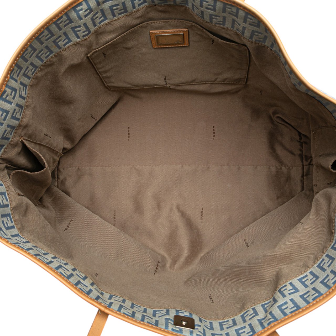 Fendi Medium Zucchino Canvas Roll Tote Blauw
