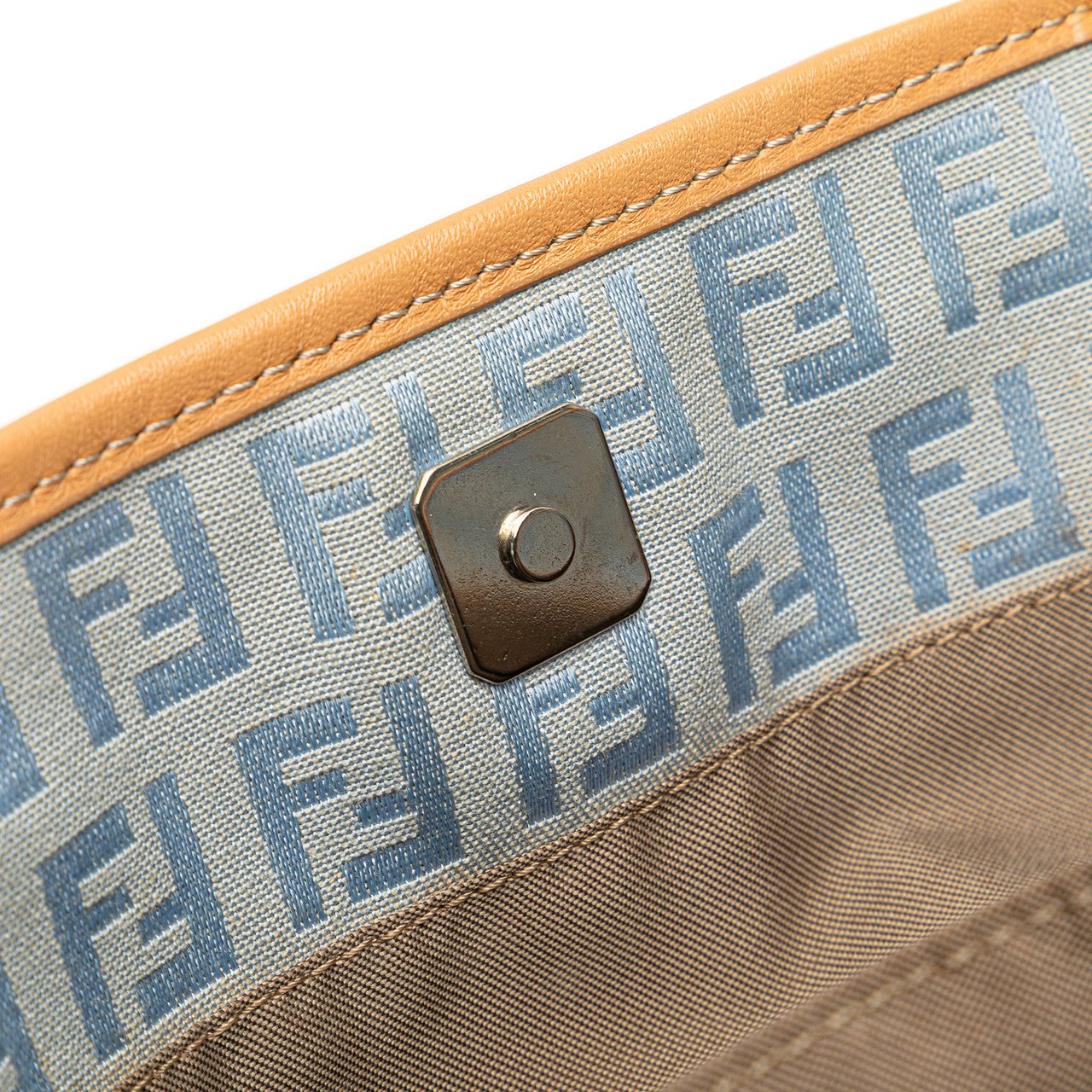 Fendi Medium Zucchino Canvas Roll Tote Blauw