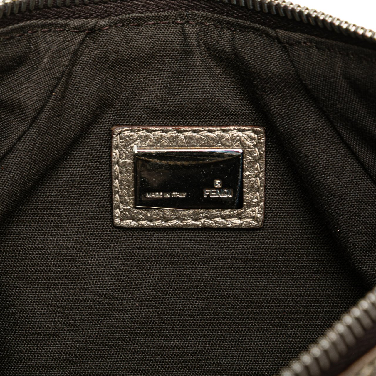Fendi Zucchino Canvas Chain Pochette Bruin