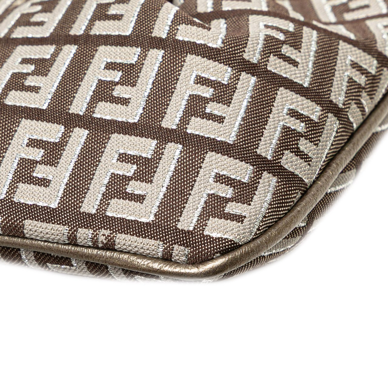 Fendi Zucchino Canvas Chain Pochette Bruin