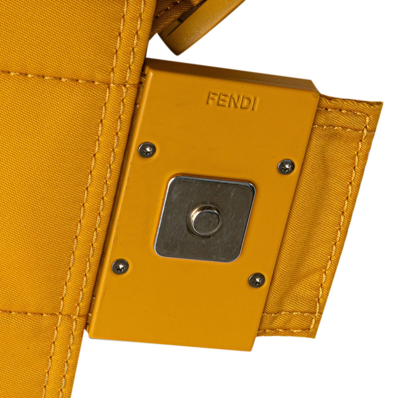 Fendi Medium Econyl Nylon Baguette Crossbody Geel