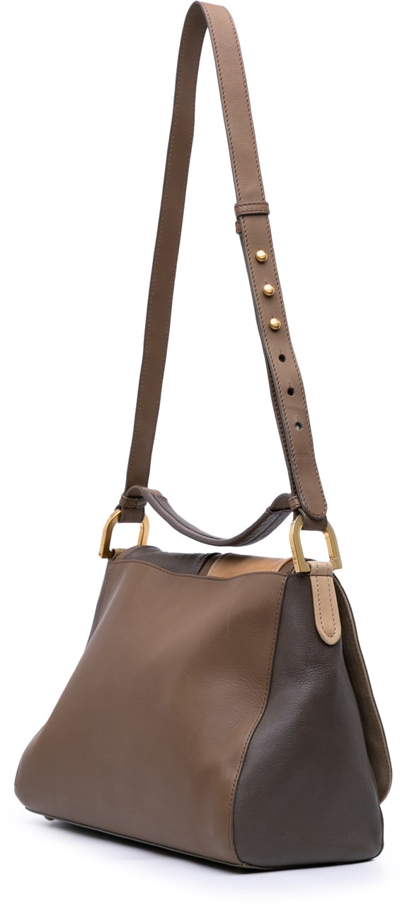 Fendi Calfskin Colorblock Anna Satchel Bruin