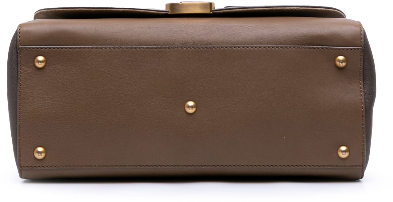 Fendi Calfskin Colorblock Anna Satchel Bruin