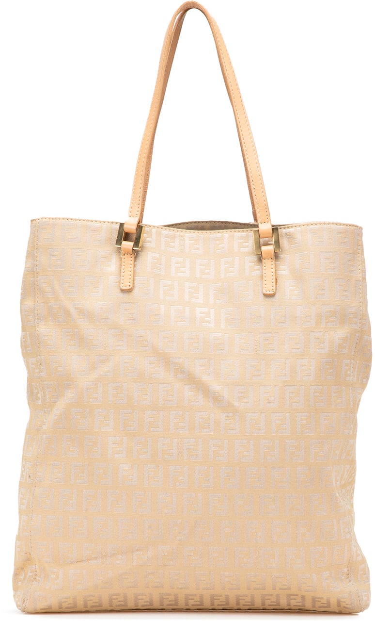 Fendi Zucchino Canvas Tote Bruin