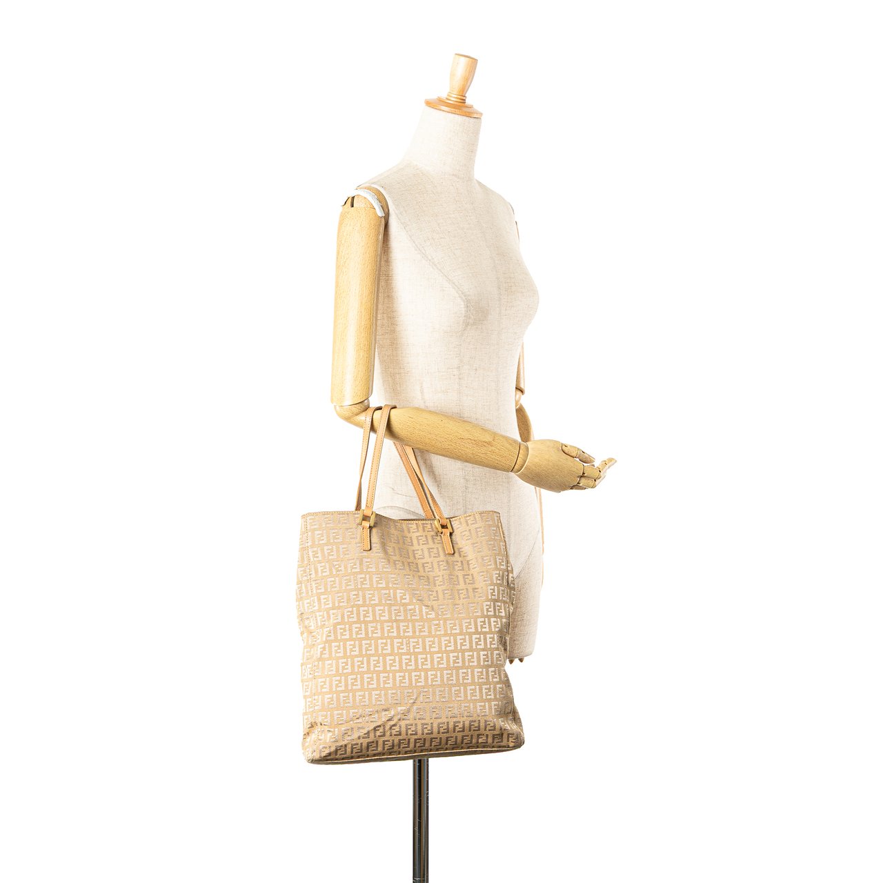 Fendi Zucchino Canvas Tote Bruin