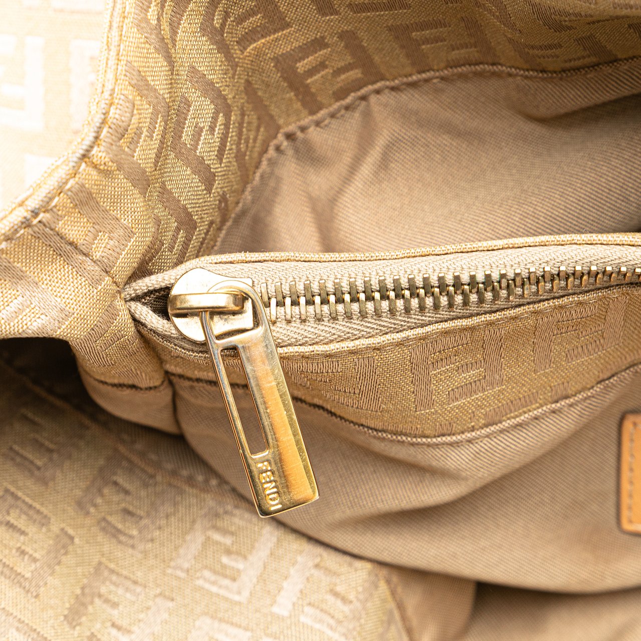 Fendi Zucchino Canvas Tote Bruin