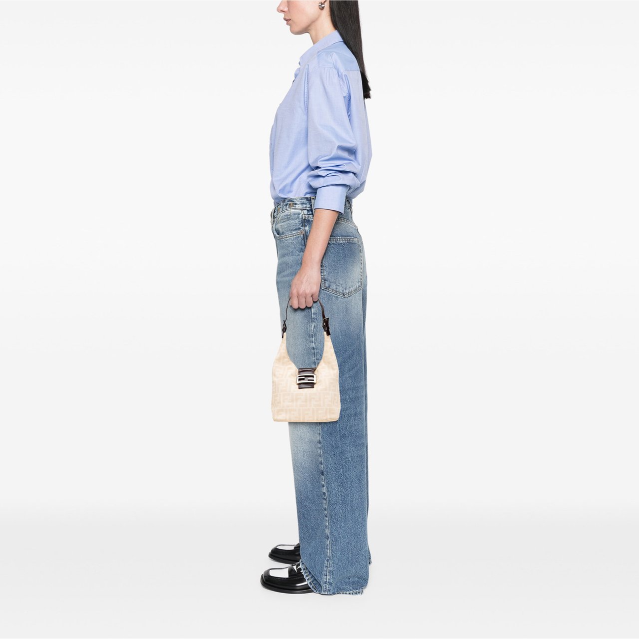 Fendi Zucca Canvas Shoulder Bag Bruin