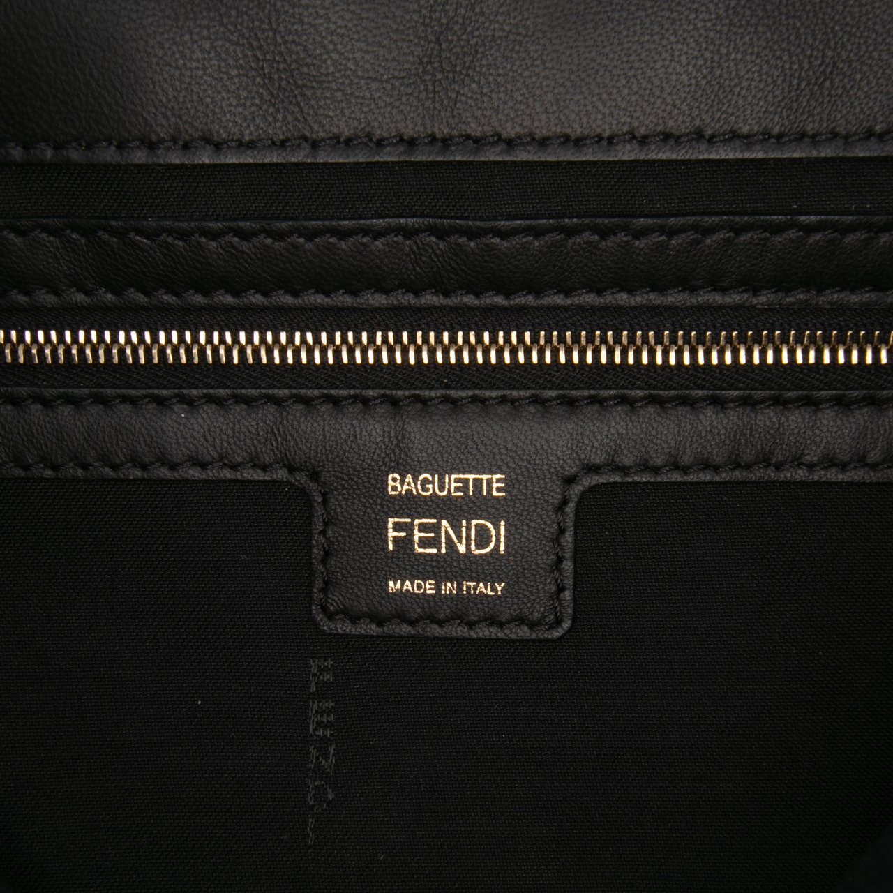 Fendi Zucca Embossed Leather Baguette Satchel Zwart