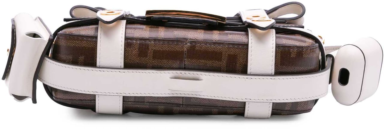 Fendi Mini Zucca Glazed Fabric Cage Baguette Satchel Bruin