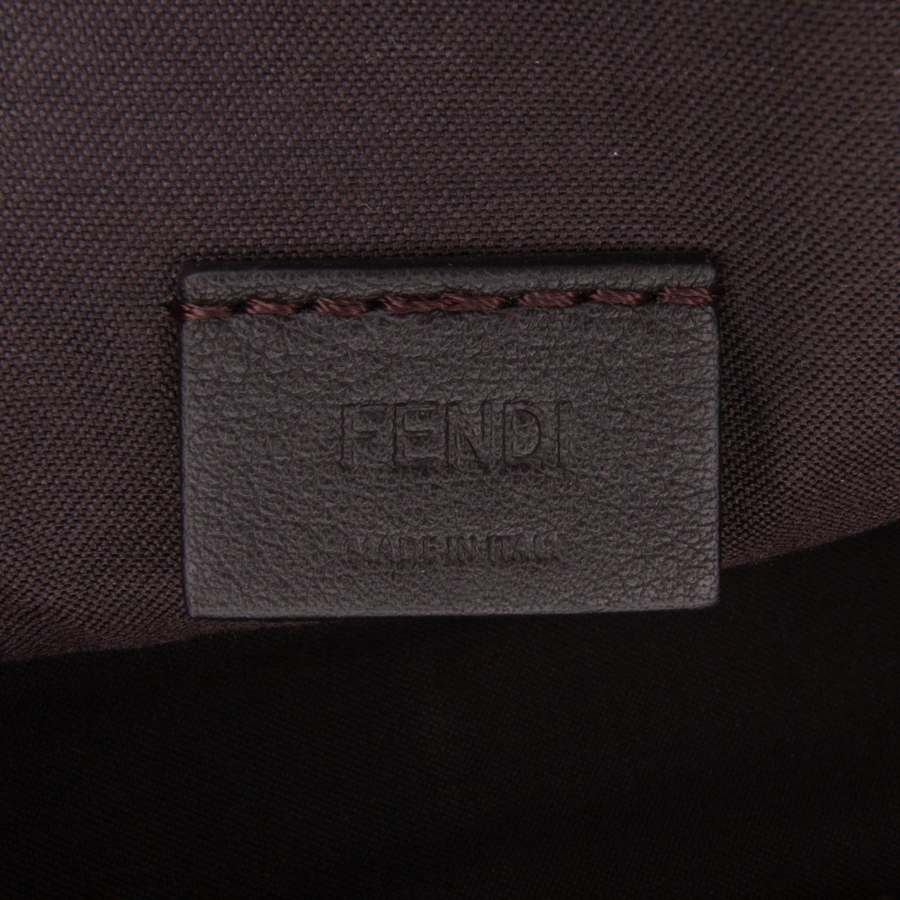 Fendi Mini Zucca Glazed Fabric Cage Baguette Satchel Bruin