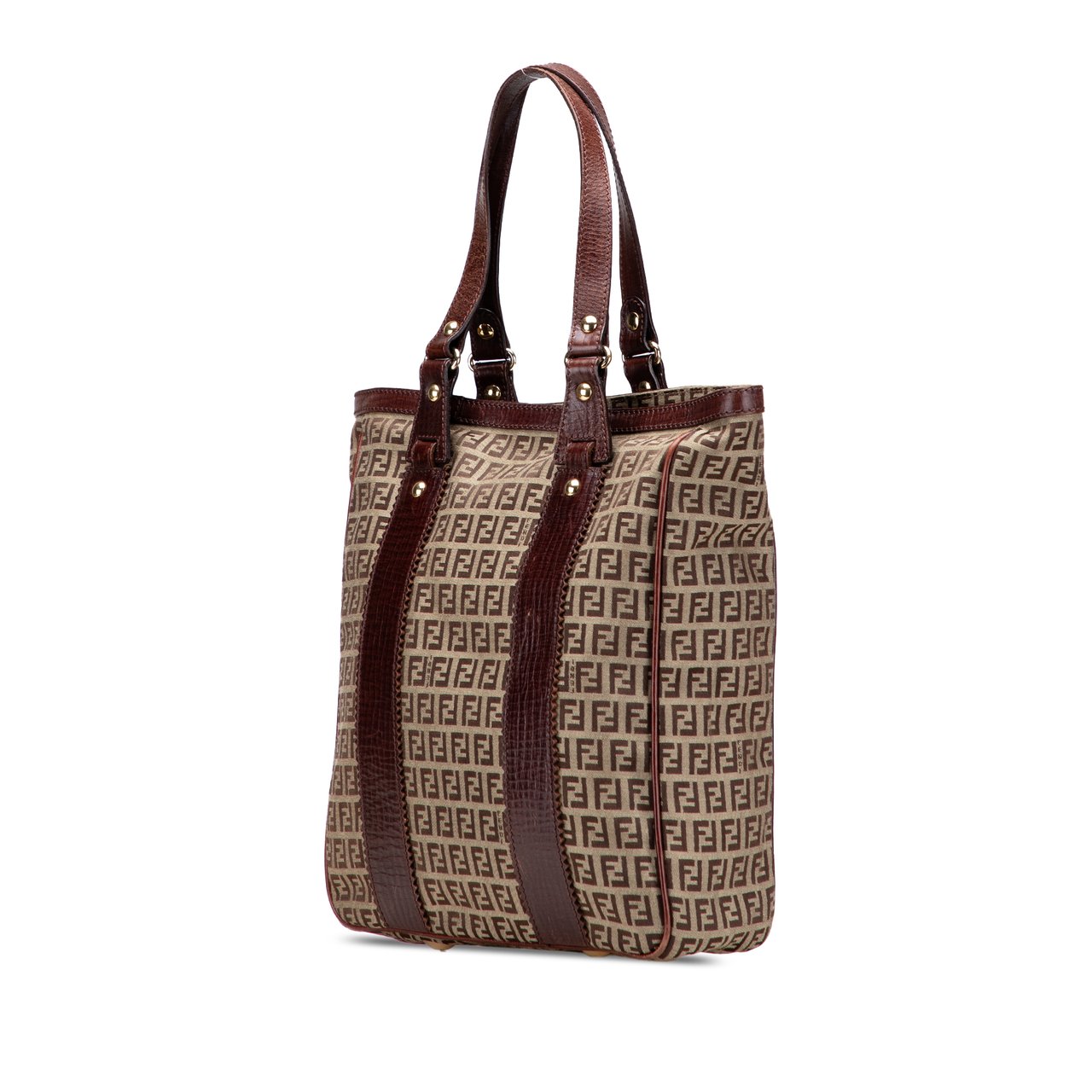 Fendi Zucchino Canvas Tote Bruin
