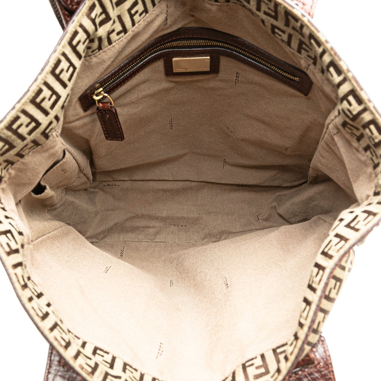 Fendi Zucchino Canvas Tote Bruin
