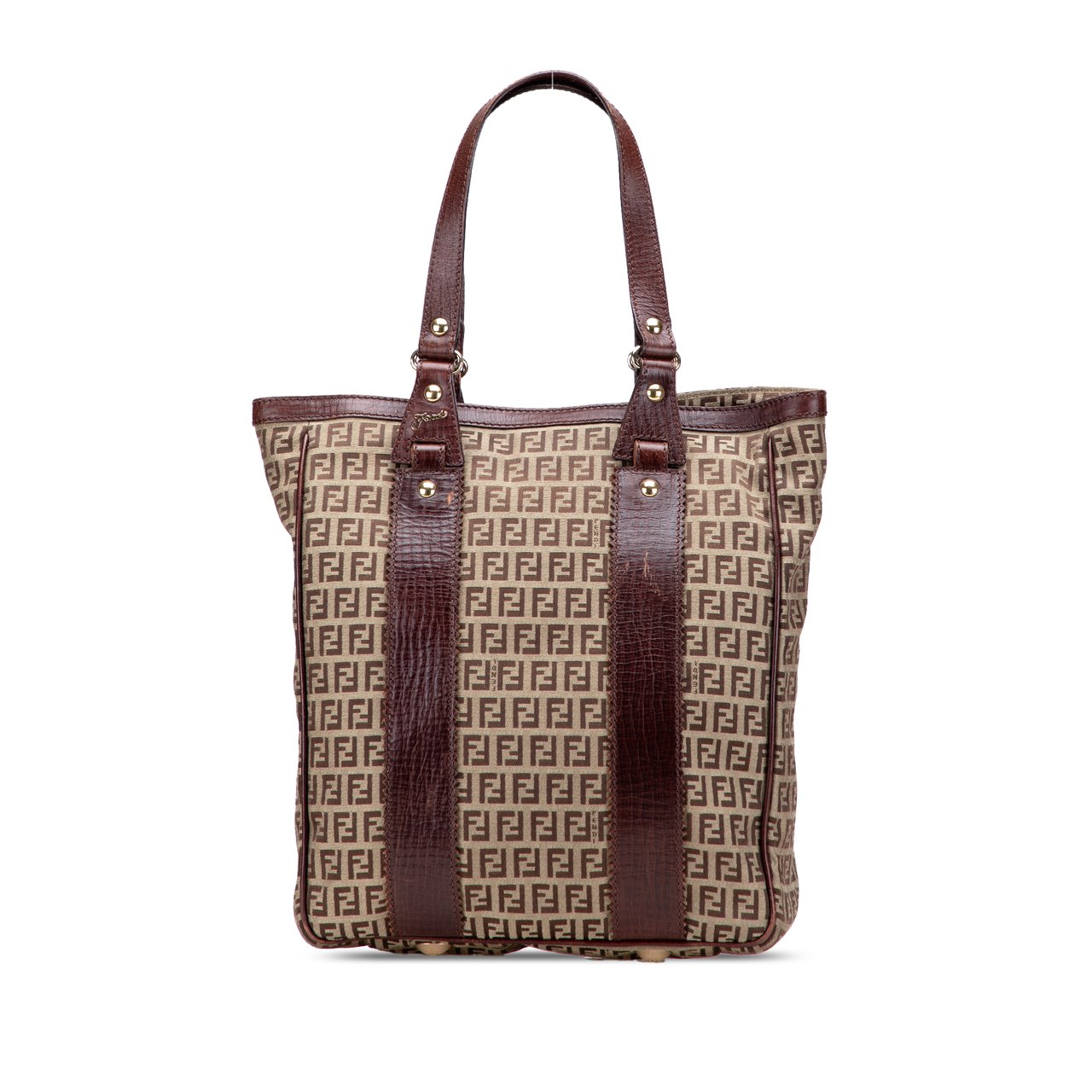 Fendi Zucchino Canvas Tote Bruin
