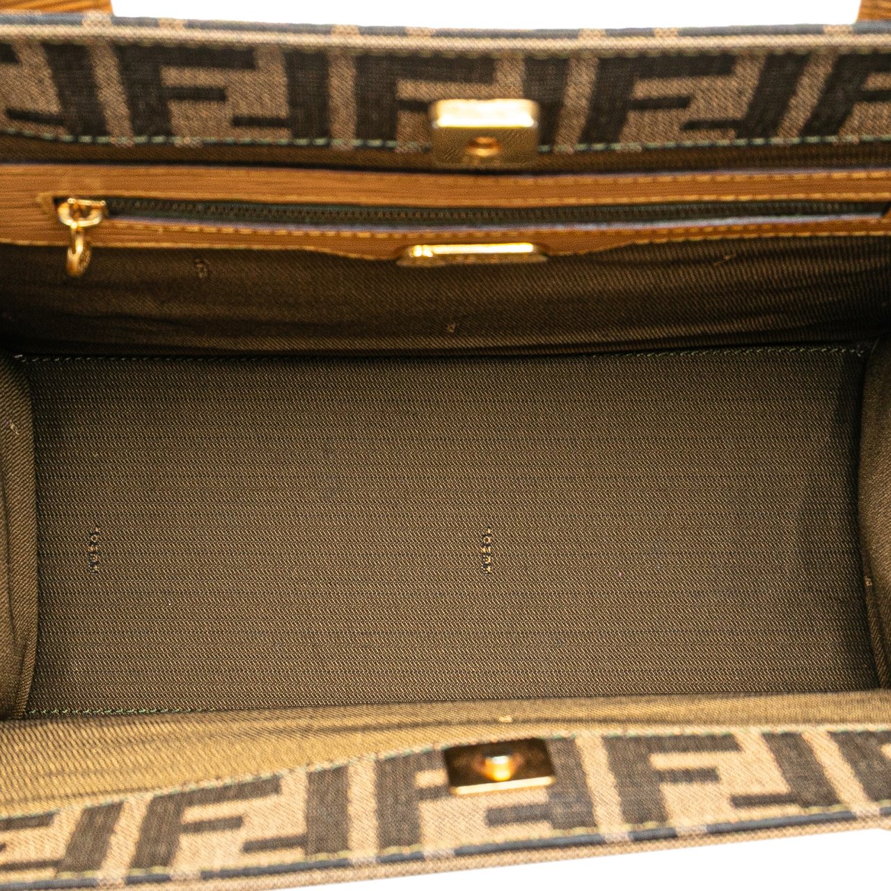 Fendi Zucca Canvas Front Pocket Tote Bruin
