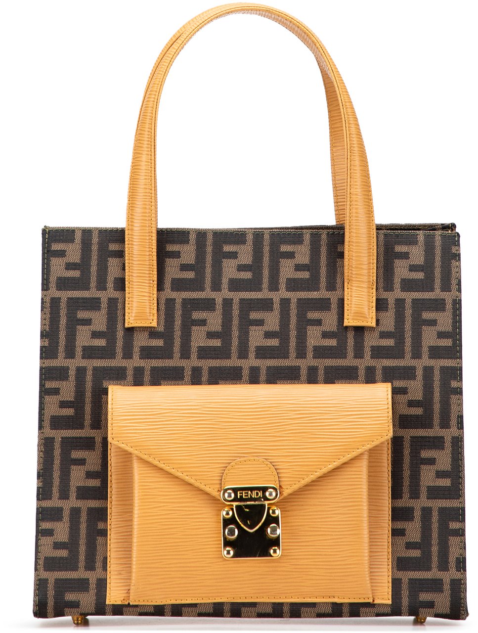 Fendi Zucca Canvas Front Pocket Tote Bruin