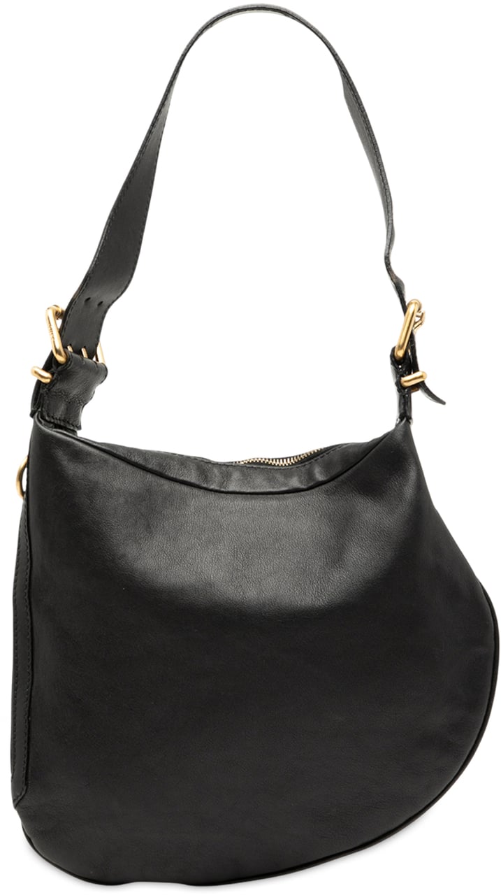 Fendi Leather Oyster Shoulder Bag Zwart