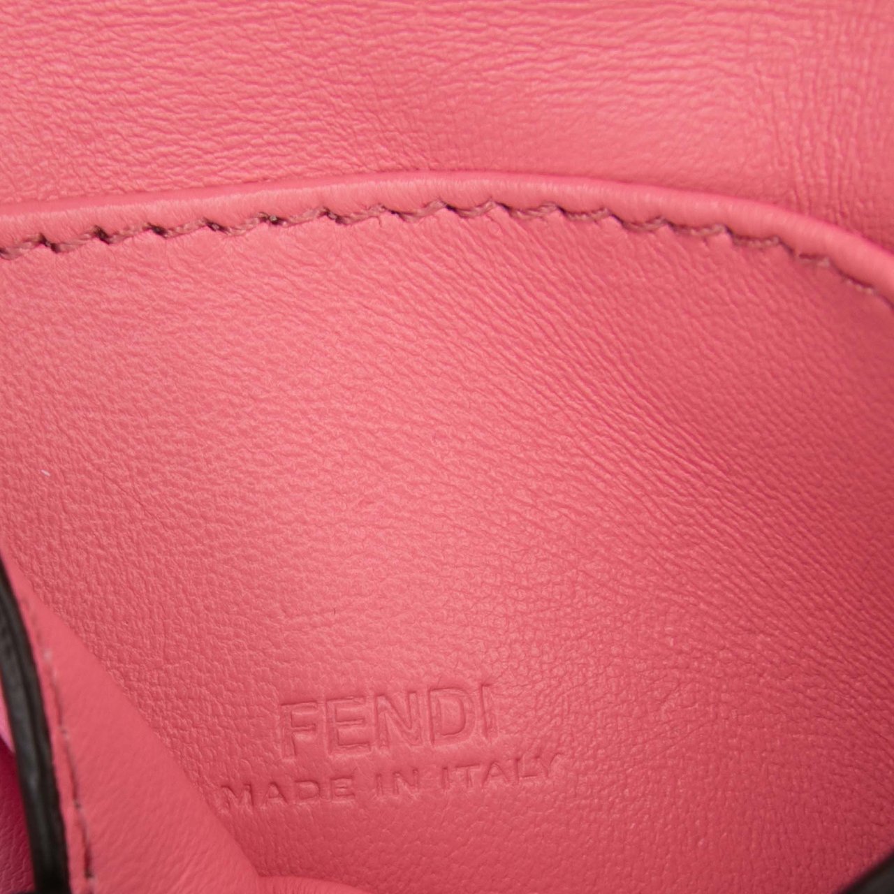 Fendi Nano Zucca Embossed Leather Baguette Charm Roze