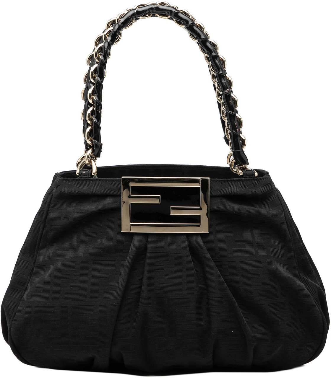 Fendi Small Zucca Canvas Mia Chain Tote Zwart