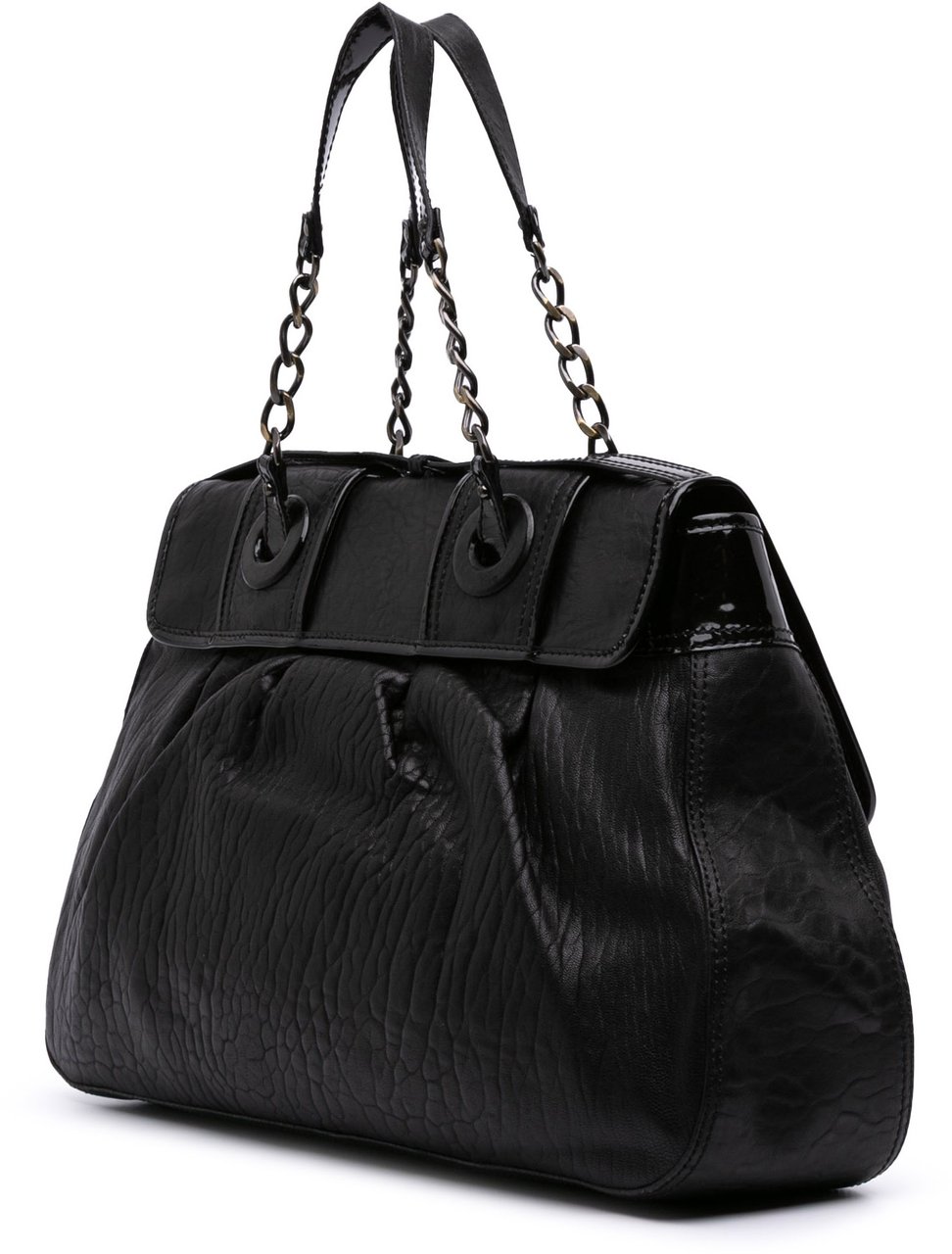 Fendi Large Leather B Bis Top Handle Bag Zwart