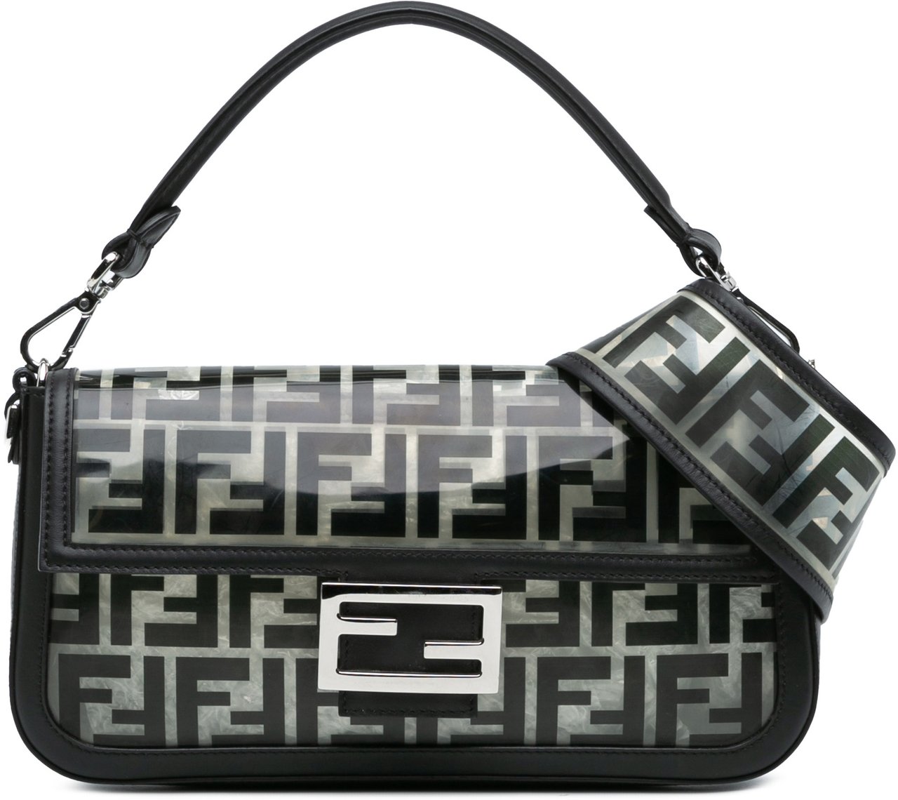 Fendi Medium Zucca PVC Baguette Satchel Zwart