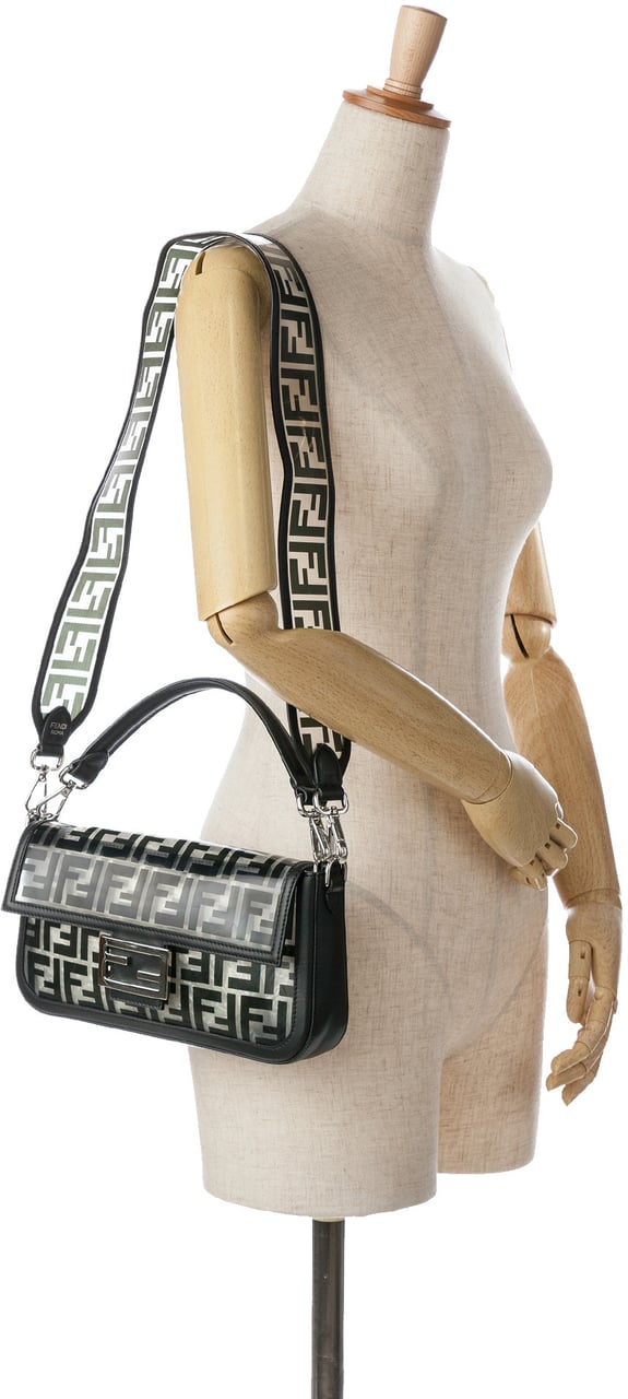 Fendi Medium Zucca PVC Baguette Satchel Zwart