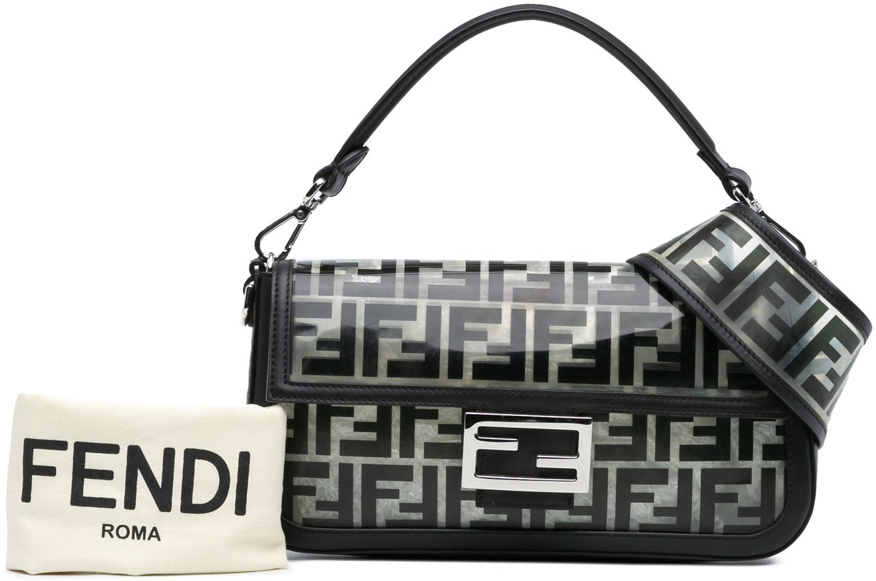 Fendi Medium Zucca PVC Baguette Satchel Zwart