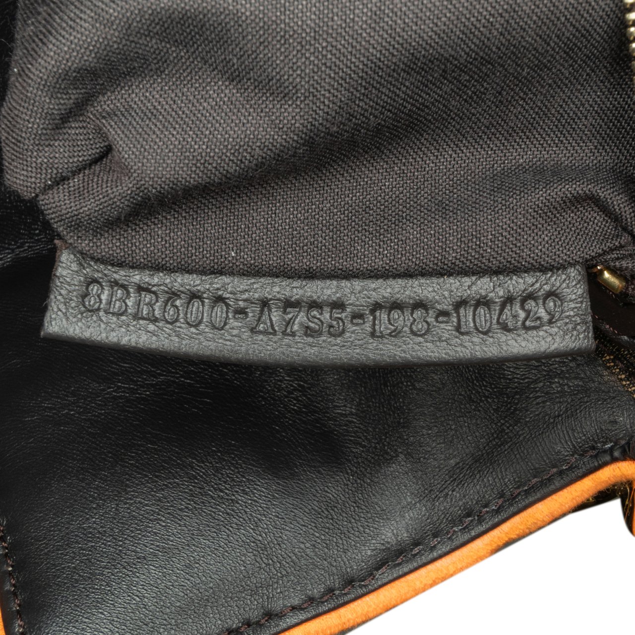 Fendi Zucca Embroidered Canvas Baguette Satchel Bruin