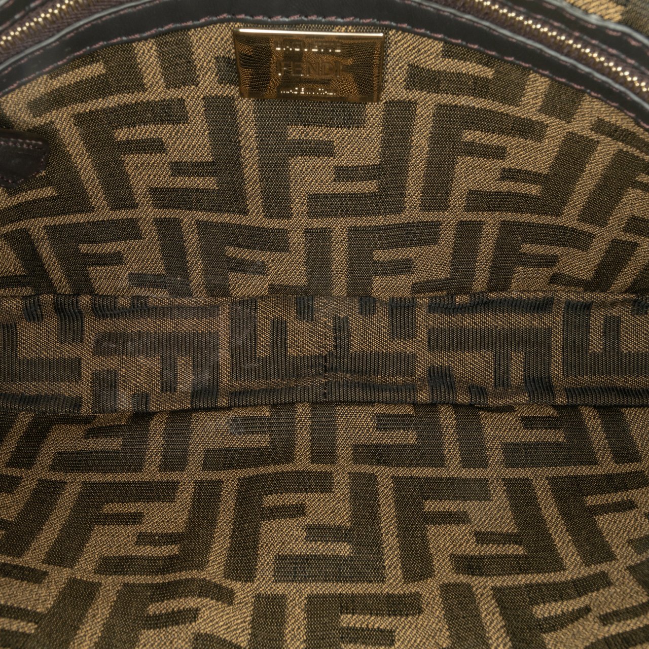 Fendi Zucca Embroidered Canvas Baguette Satchel Bruin