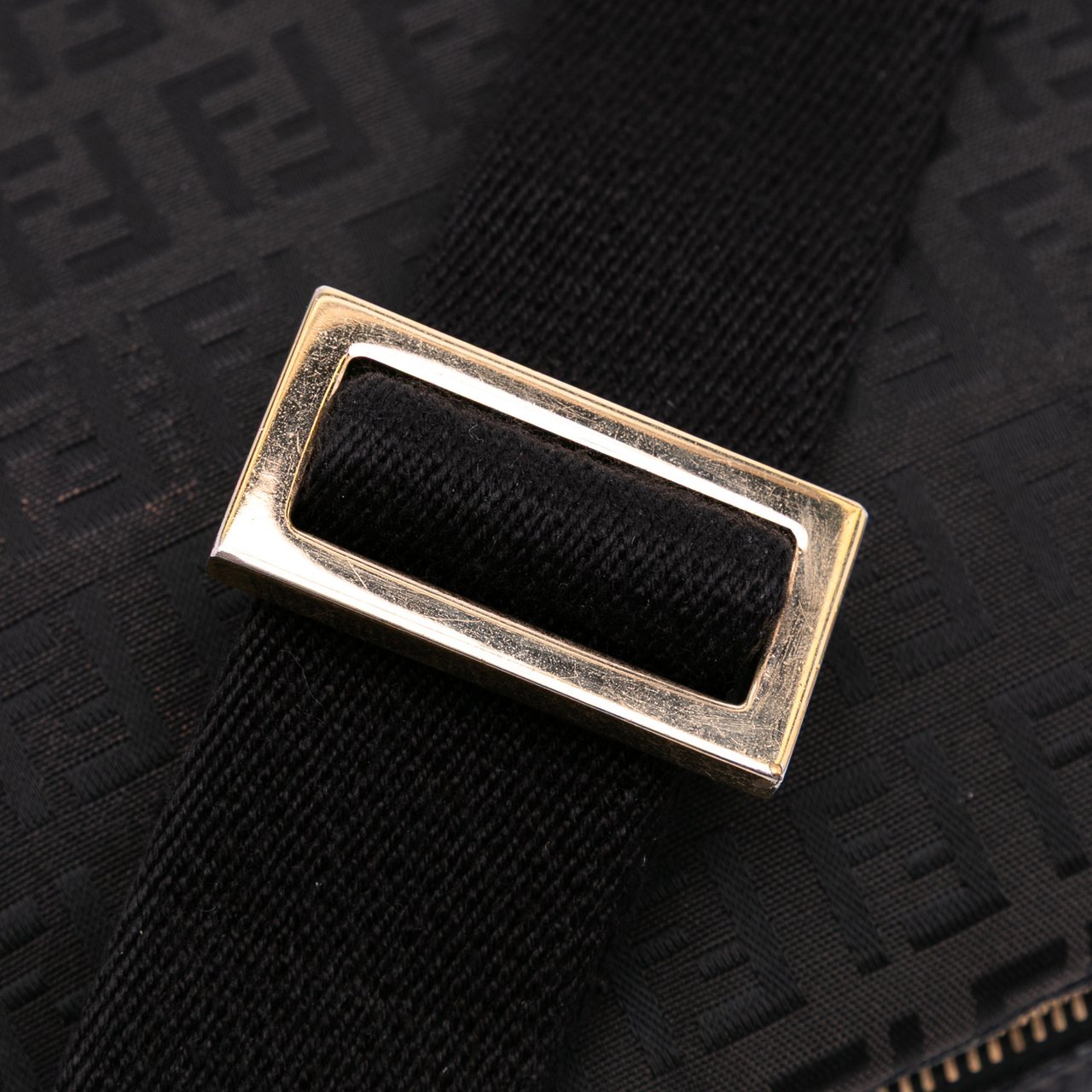 Fendi Small Zucchino Canvas F Charm Crossbody Bruin