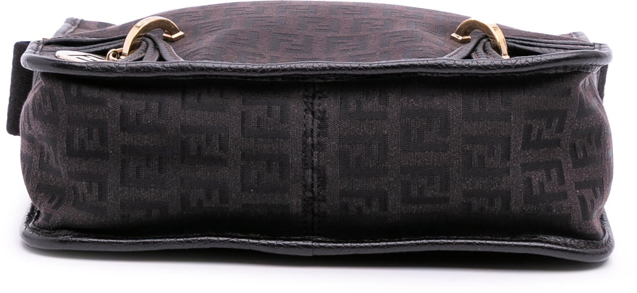 Fendi Small Zucchino Canvas F Charm Crossbody Bruin