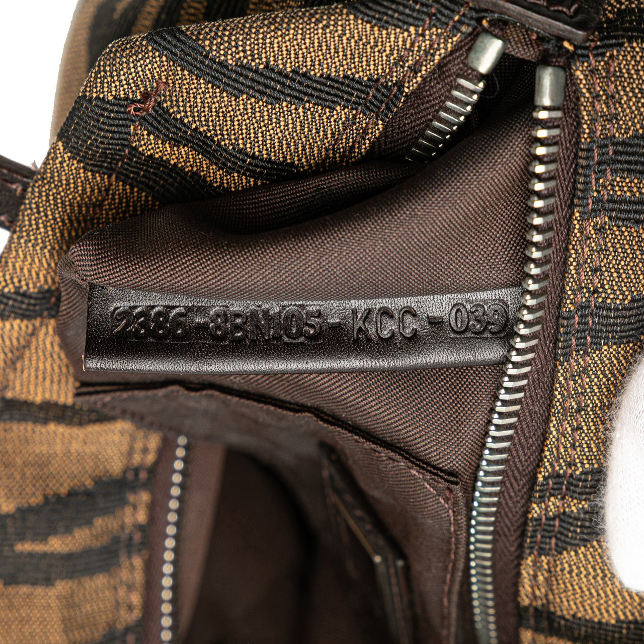 Fendi Zebra Print Canvas Handbag Bruin