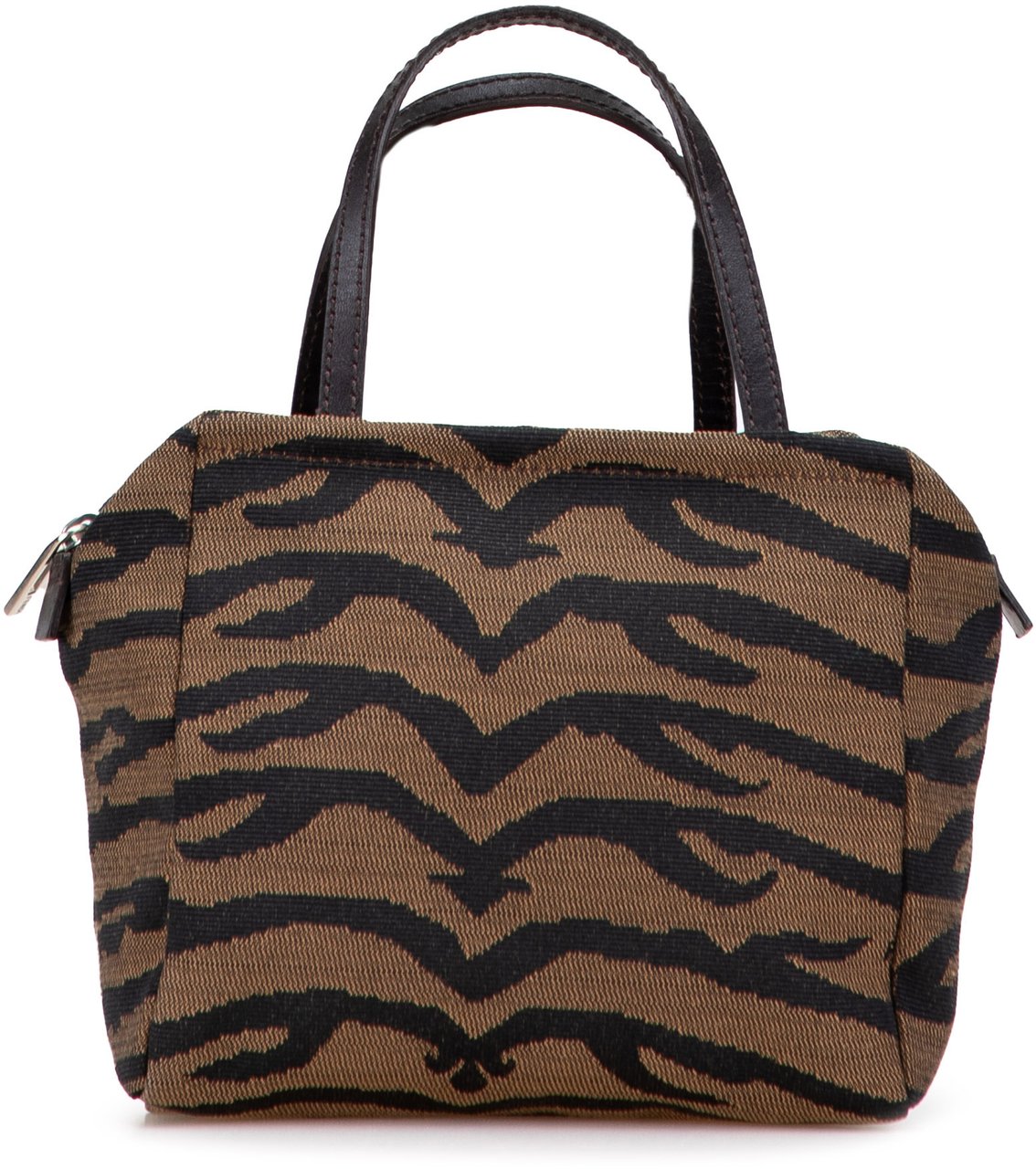 Fendi Zebra Print Canvas Handbag Bruin