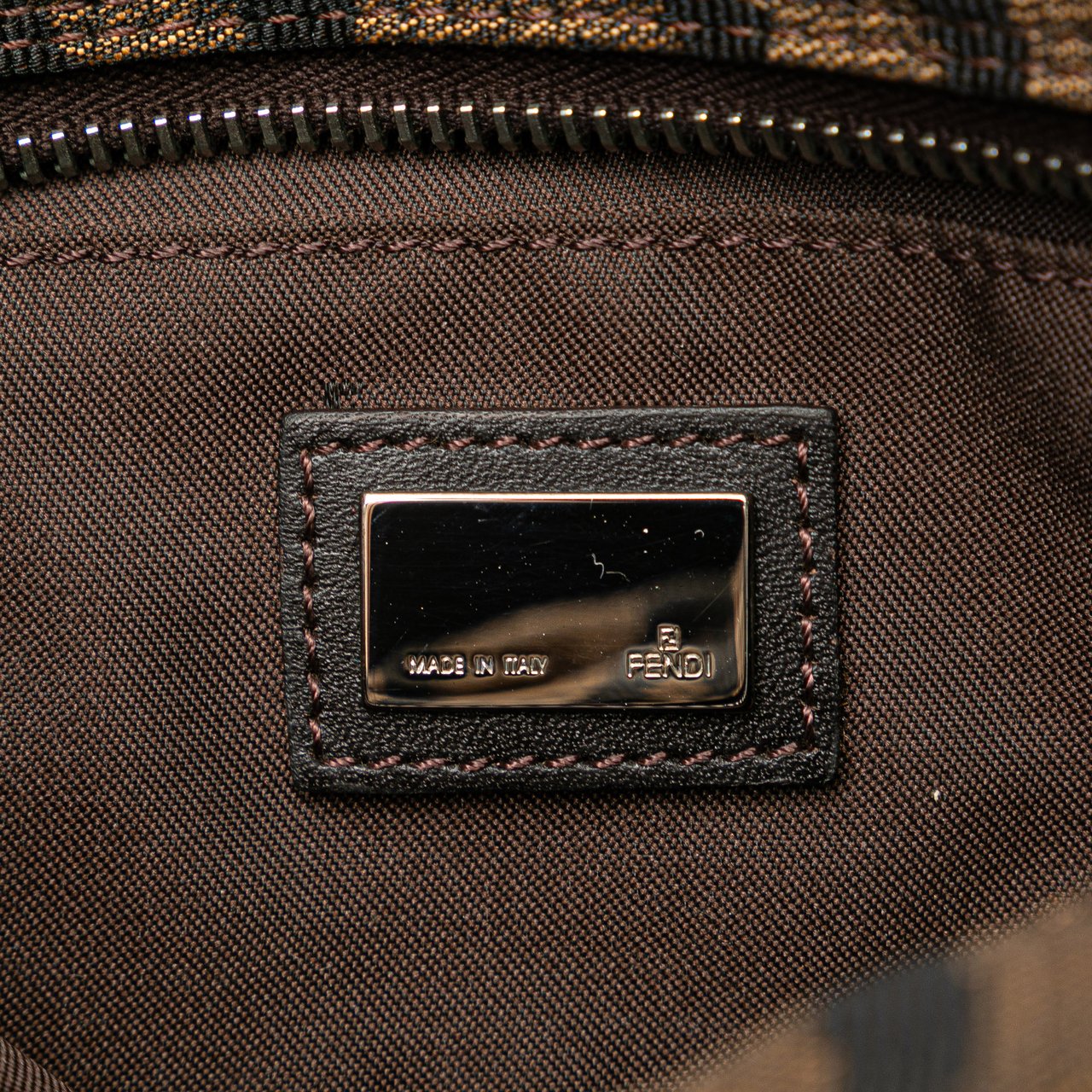 Fendi Zebra Print Canvas Handbag Bruin