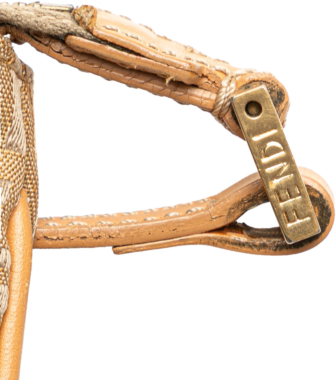 Fendi Zucchino Canvas Shoulder Bag Bruin